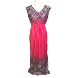 Live & Let Live Size Small Maxi Dress Pink Ombré Stretch V-Neck Sleeveless BOHO